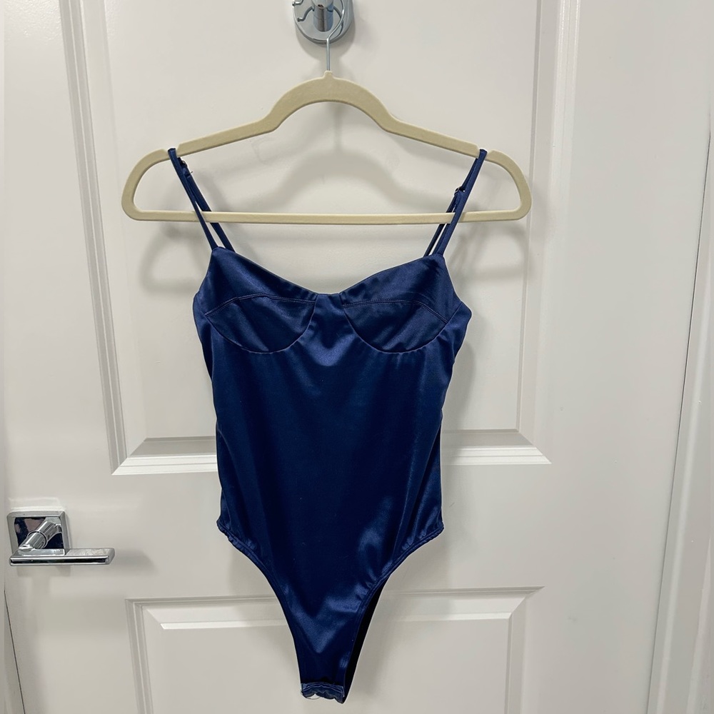 Blue Satin Bodysuit